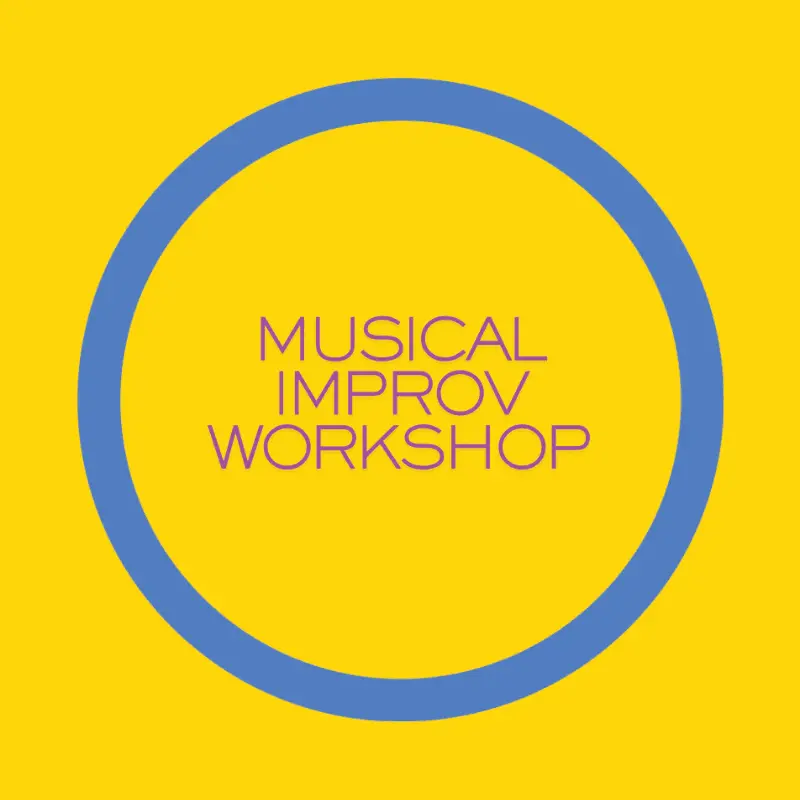 Circle with text "Musical Improv Workshop"